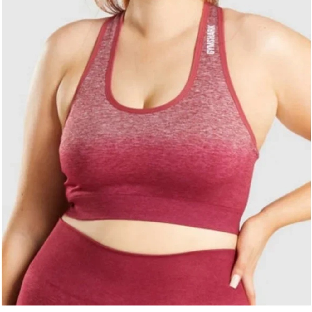 Gymshark Burgundy Womens Adapt Ombre Seamless Sports Bra